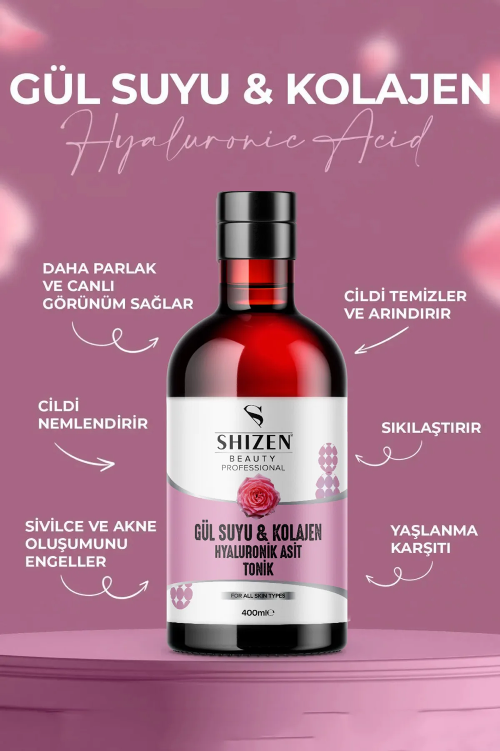 Shizen Beauty Professional Gül Suyu & Kolajen Hyaluronik Asit Tonik - Görsel 2