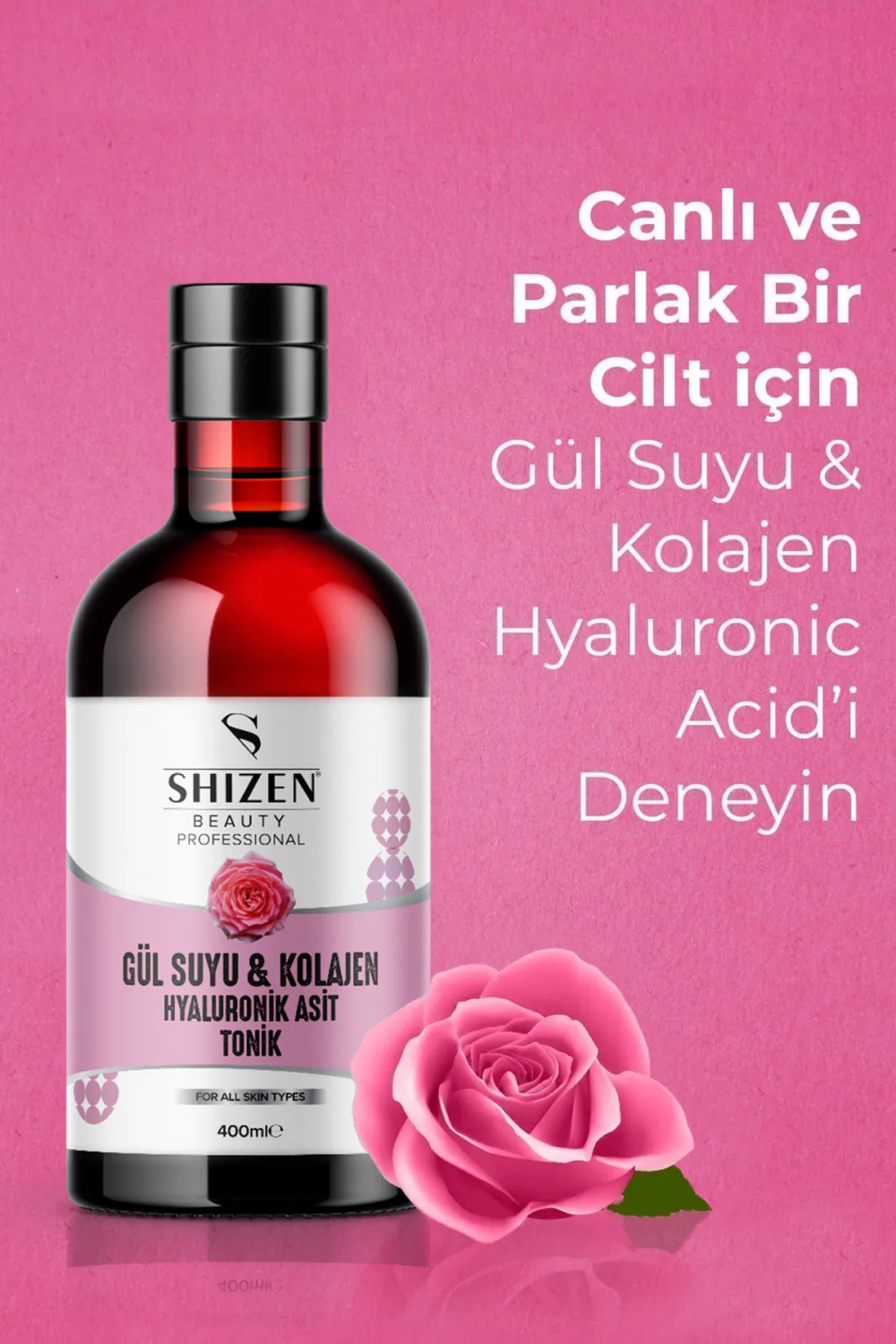 Shizen Beauty Professional Gül Suyu & Kolajen Hyaluronik Asit Tonik - Görsel 4